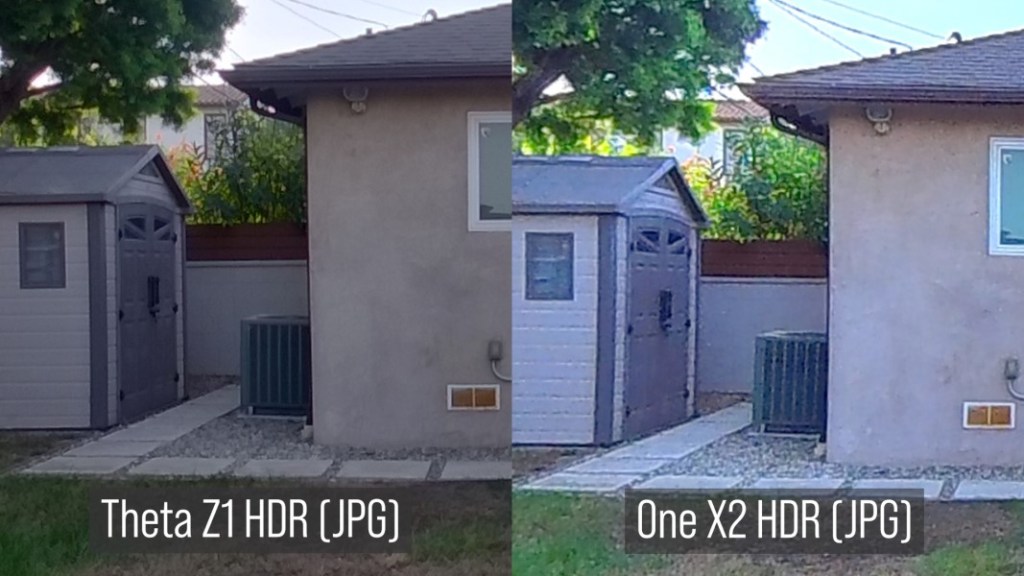 Theta Z1 HDR JPG (left) vs One X2 HDR (JPG)